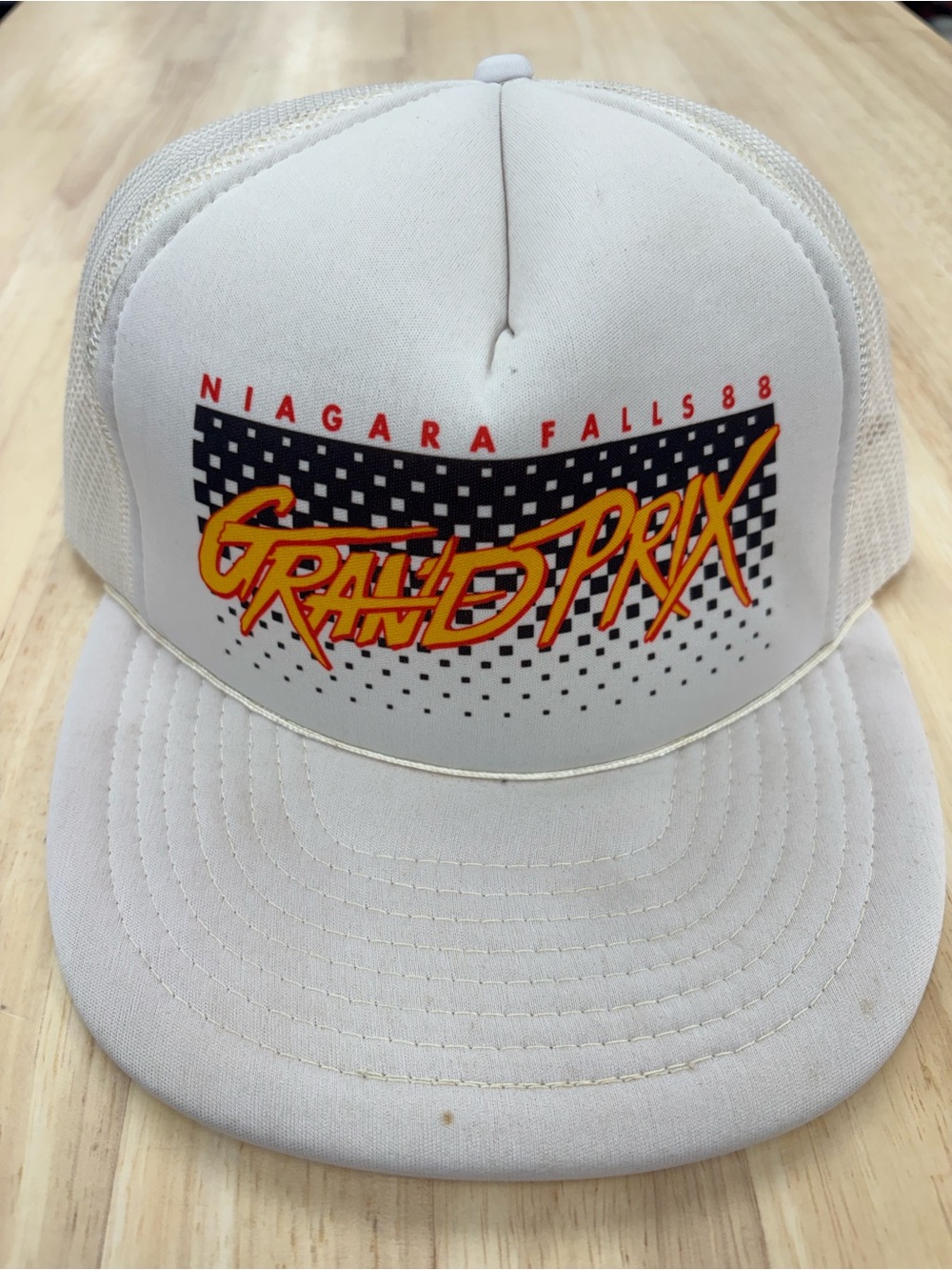 Vintage 80s Grand Prix Niagara Falls white trucker hat OS  #racingvintage